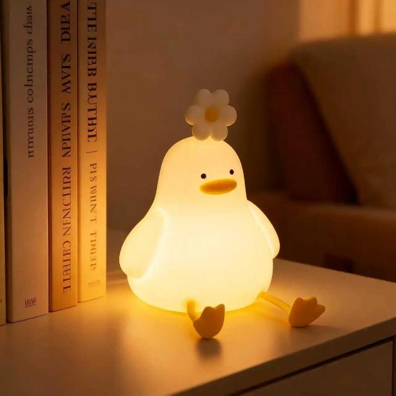 Cute Duck Led Night Light USB Rechargeable Nightlights Silicone Lamp Touch Switch Children Kid Bedroom Decoration Birthday Gift