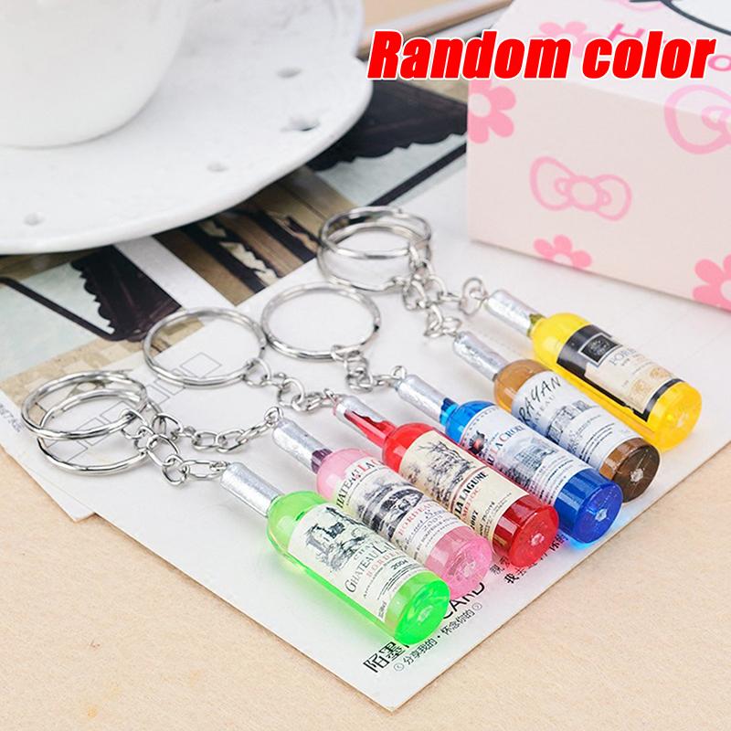 Acrylic Beer Wine Bottle Keychain Various Car Bag Key Ring Pendant Gift