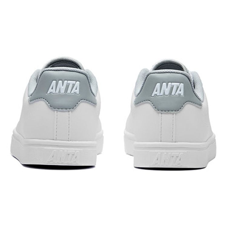 Anta Casual Simple Slip-Resistant Shock-Absorbing Durable Lightweight Low-Top Skate Shoes Men Sneakers White Gray 91628004-5