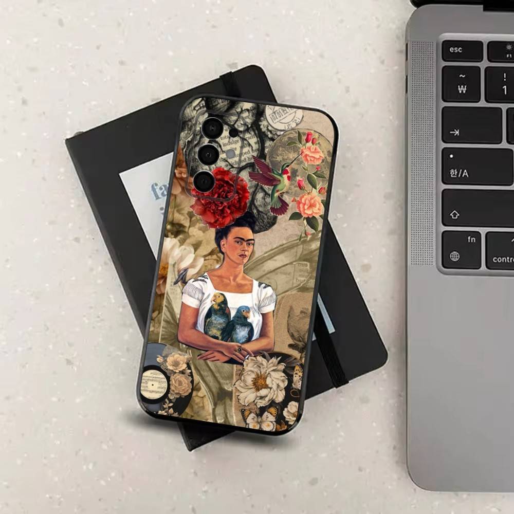 F-FridAS K-KaHlo-ES Artist For Samsung Galaxy A53,31,52,72,41,22,73,32,71,Note,J7,8,9,5G Soft Black Silicone Phone Case