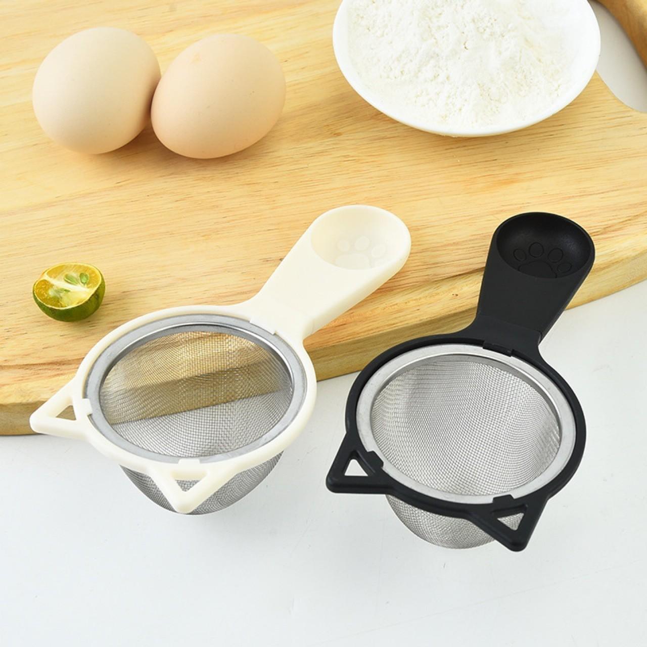 

Filter Screen, Fine Flour Sieve, Flour Tray, For Baking, Handheld, Household, Round Shape, Stainless Steel Colander. One Size білий