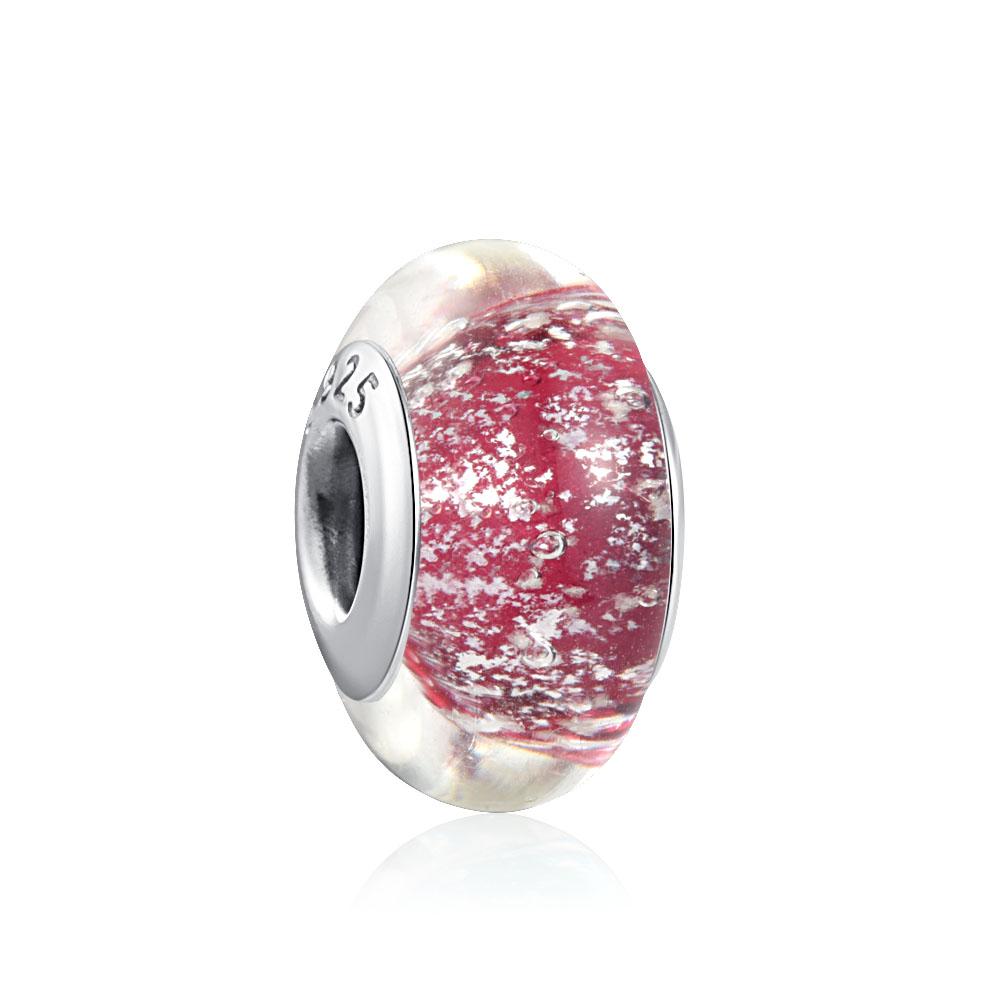 2024 New 925 Sterling Silver Plated Luminous Glass Charm Bule Merano Rainbow Bead Fit Original Diy Bracelet Jewelry Clip