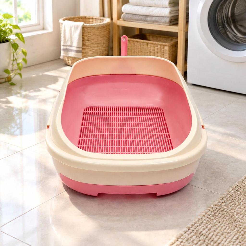 Cat Toilet Low-Maintenance Large Synthetic Litter Box with Sifting Tray