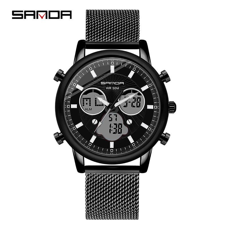 SANDA Simple Trend Watch Male Student Fashion Double Electronic Watch Digital Sports Waterproof Watch