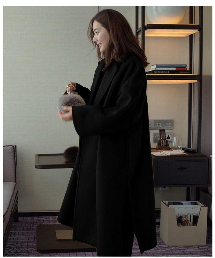 

New Oversized Mid-Length Woolen Coat for Women - Thick, Korean Style, Autumn/Winter Fashion XL чорний