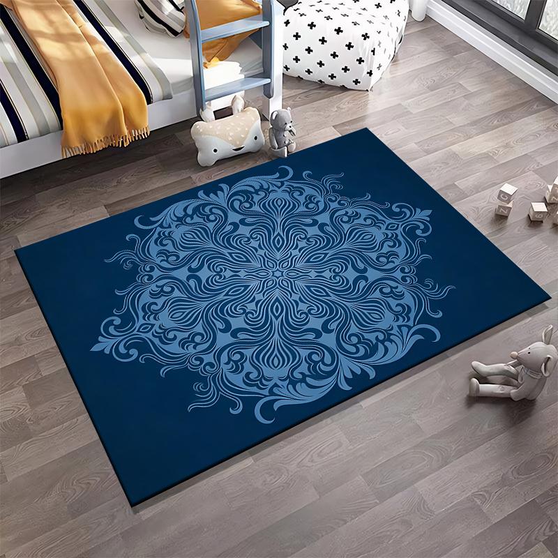 Blue Mandala Pattern Carpet, Decorative Floor Rug for Living Room Suitable for Use As an Anti-slip for Living Room Bedroom Sofas