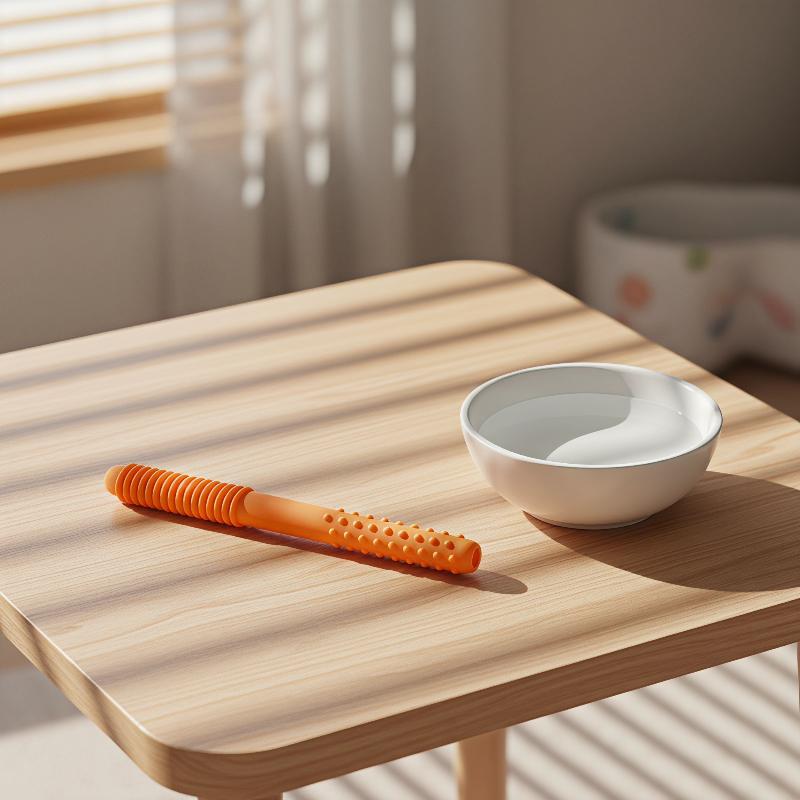 Kid Chewing Tube Speech Therapy Teeth Massager Hollow Molar Straw Baby Teether Handle Oral Muscle Training Teething