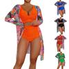 Damen-Badeanzug-Set mit sexy Split-Print und langem Rock (3 Sätze)
