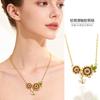 Original Exquisite Fashion Drop Oil Cartoon Flower Butterfly Necklace Women's Light Luxury Niche High-end Sense Dopamine Collarbone Chain