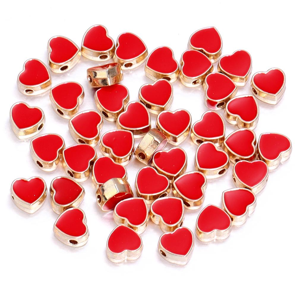 10pcs/lot 8mm Alloy Double Sided Love Heart Beads Multicolor Enamel Loose Spacer Beads For DIY Jewelry Making Necklace Bracelets