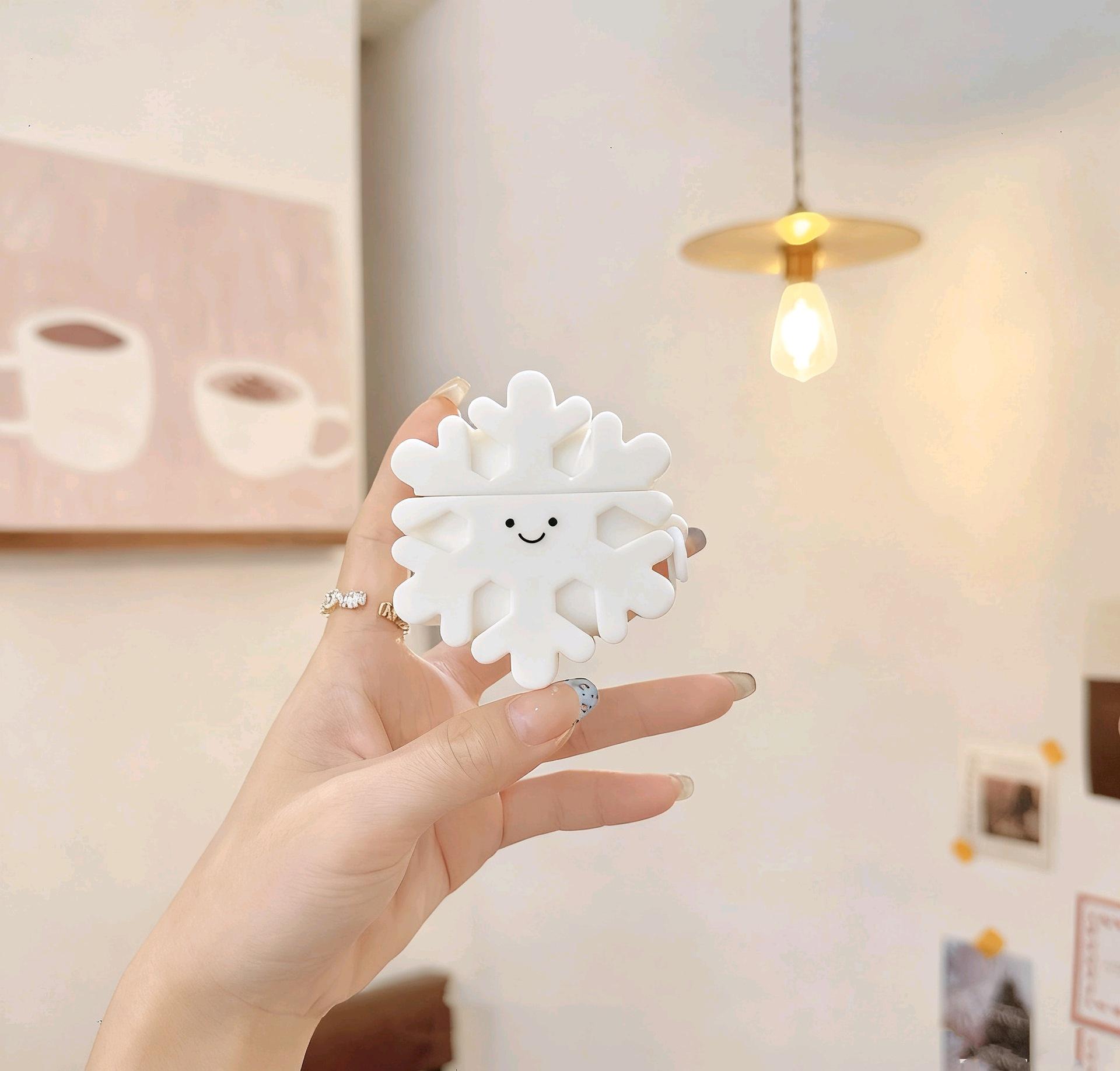 3D Snowflake Protective Case for AirPods: Compatible with 1st, 2nd, 3rd, 4th Gen & AirPods Pro AirPods 3rd Generation (2021 Old Version)
