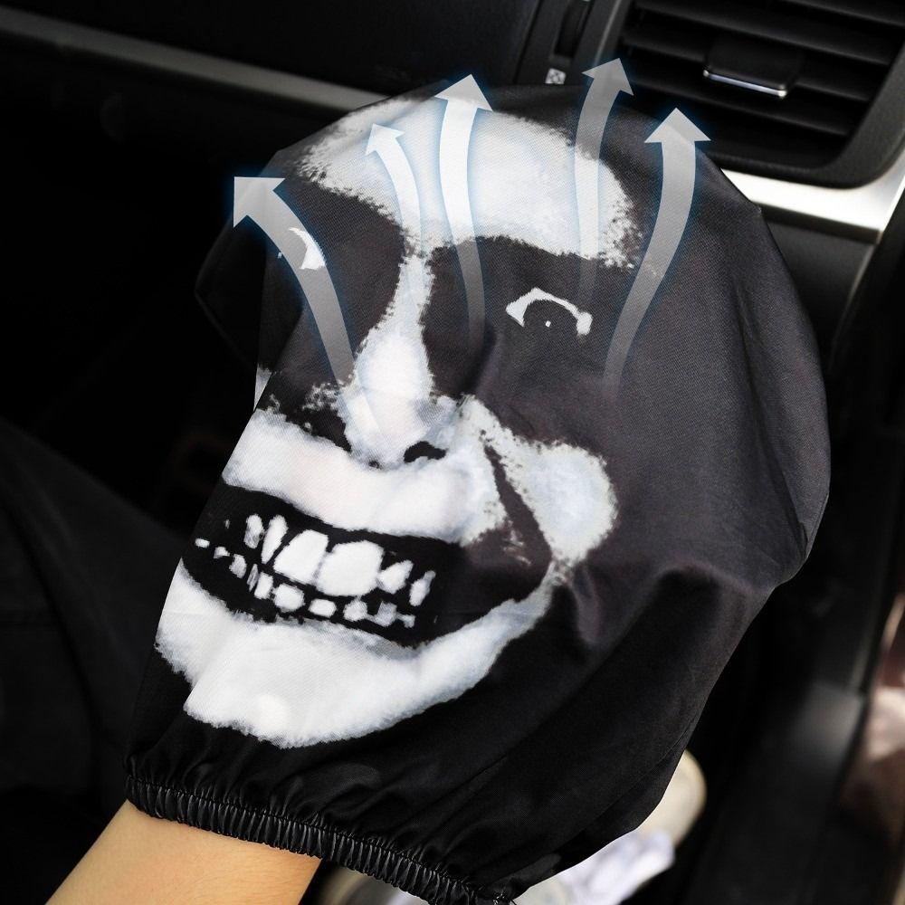 2 Stück Universal Autositzbezug Schwarz Totenkopfmuster Autositz Kopfstütze Auto Kopfstützbezug Halloween