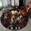 Cute Dog Samoye, Chihuahua, Husky, Koki Cartoon Round Area Rug,Carpet Rug for Living Room Bedroom Sofa Playroom Decor,Non-slip