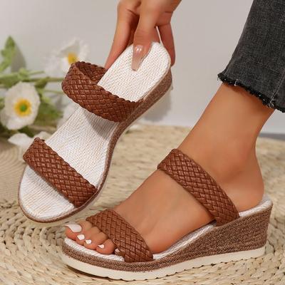 2025 neue Sommer-Keilabsatzsandalen für den Außenhandel Damenschuhe große Größe Mode lässige Keilabsatz-Plateausandalen