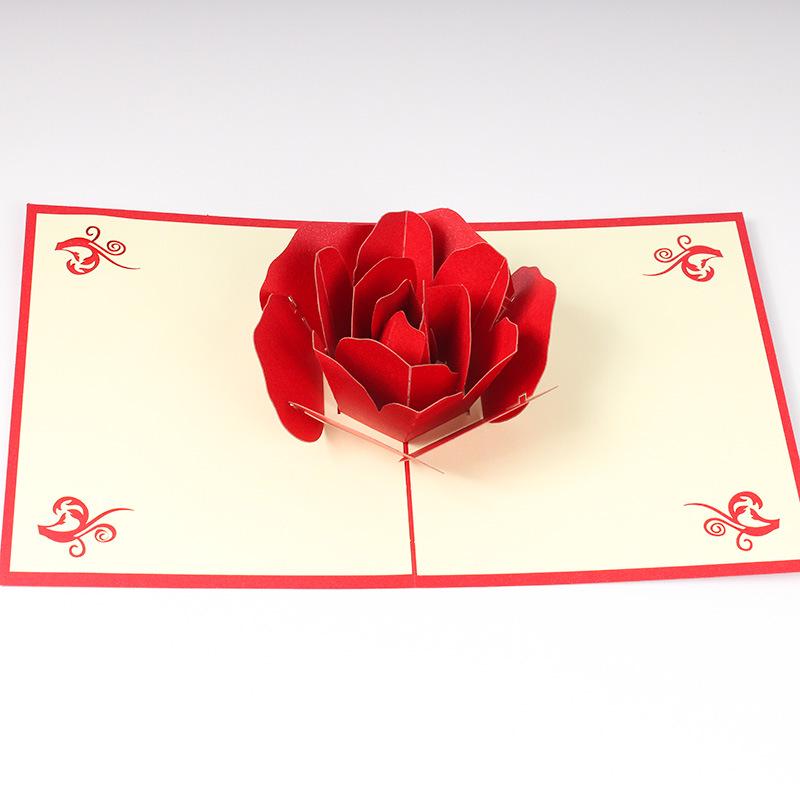 Universal 3D Rose Pop-Up Greeting Card for Mother s, Valentine s, or Teacher s Day