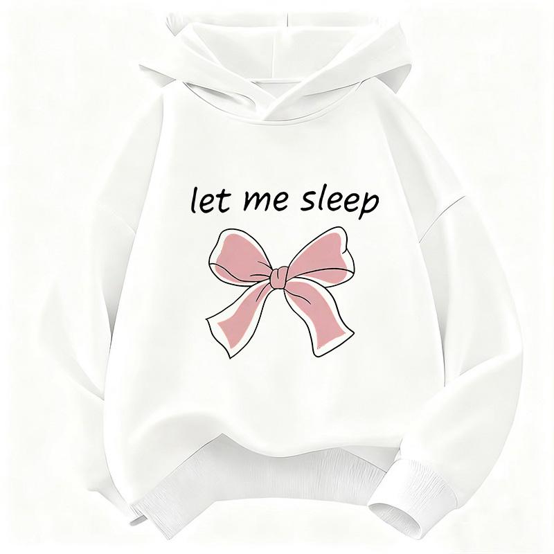 Let Me Sleep Bow Design Hoodie Kids Children's Sweatshirt Hoody for Boys Girls Autumn Winter Casual Hoodies