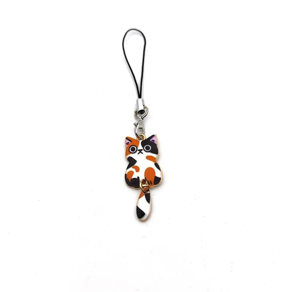 Kitten Pendant Cat Phone Strap Wag Tail Lost Phone Charm Cute Key Ring Phone Lanyard Women Girls Phone Accessories