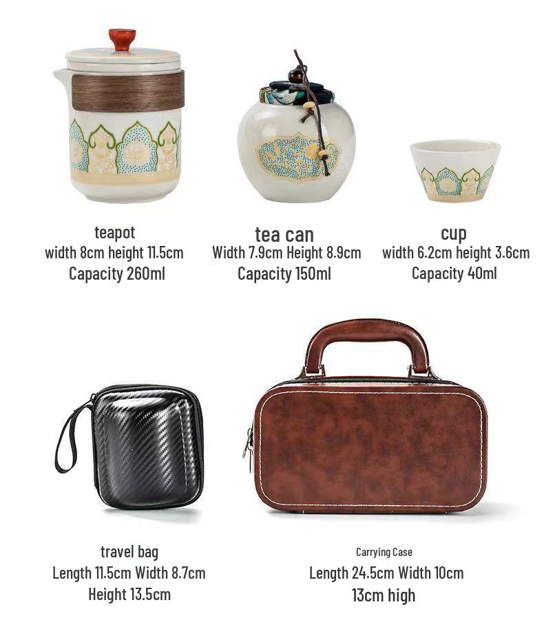 Portable Travel Tea Set: Quick-Brew Pot with Three Cups - Custom Logo Corporate Gift
