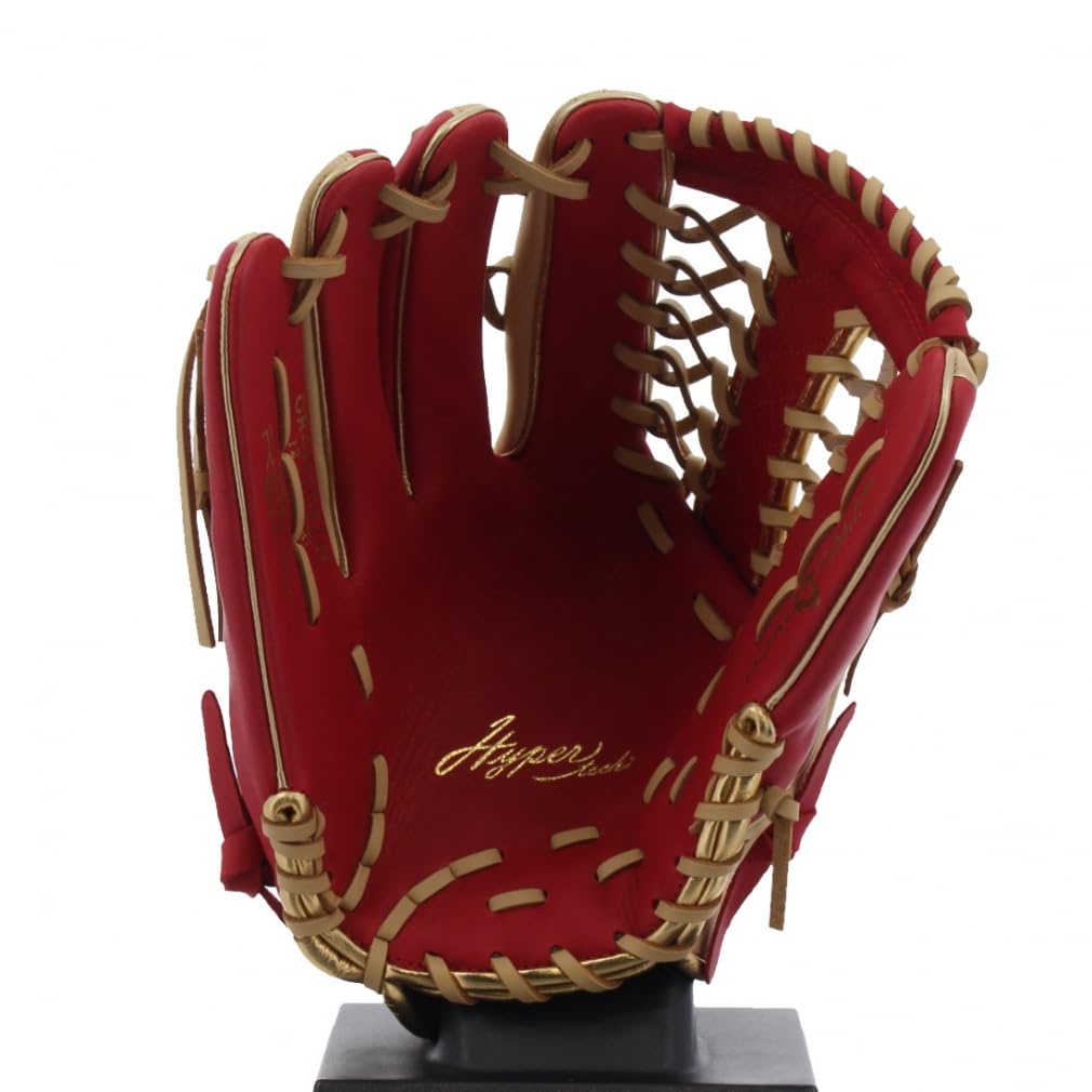 Rawlings Baseball Adult Hyper Tech Colors Size Throw Glove, Softball, [Outfielder's], 12.75, GR4HTCY719, Scarlet/Camel, Left-Handed