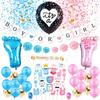 Bruiloft Verjaardag Babyborrel Geslachtsonthulling Decoraties Stofblauw Wit Ballonnenboog Slingerset