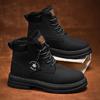 winter snow boots with warm plush lining non-slip sneakers men high top waterproof leather shoes thick-soled heightening shoes