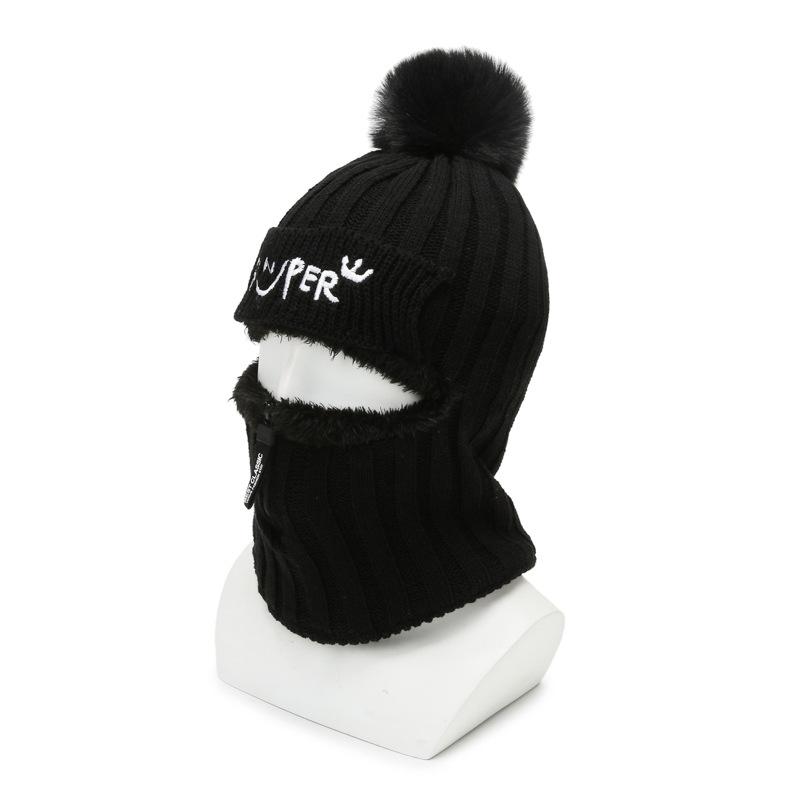 Women's Thickened Wool Knitted Hat In Winter Riding Face Protection Windproof Cold Warm and Fashionable Versatile Cotton Hat