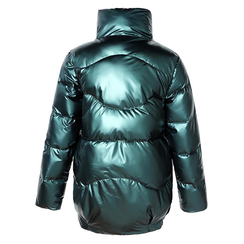 2026 New Women's Glossy Puffer Coat, Korean Style Stand Collar Cropped Winter Jacket, Warm Quilted Outerwear