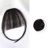 Human Bangs Natural Brown Middle Part Wispy Bang Hair Clip In Bangs Fringe Hairpiece for Women Clip On Air Bang