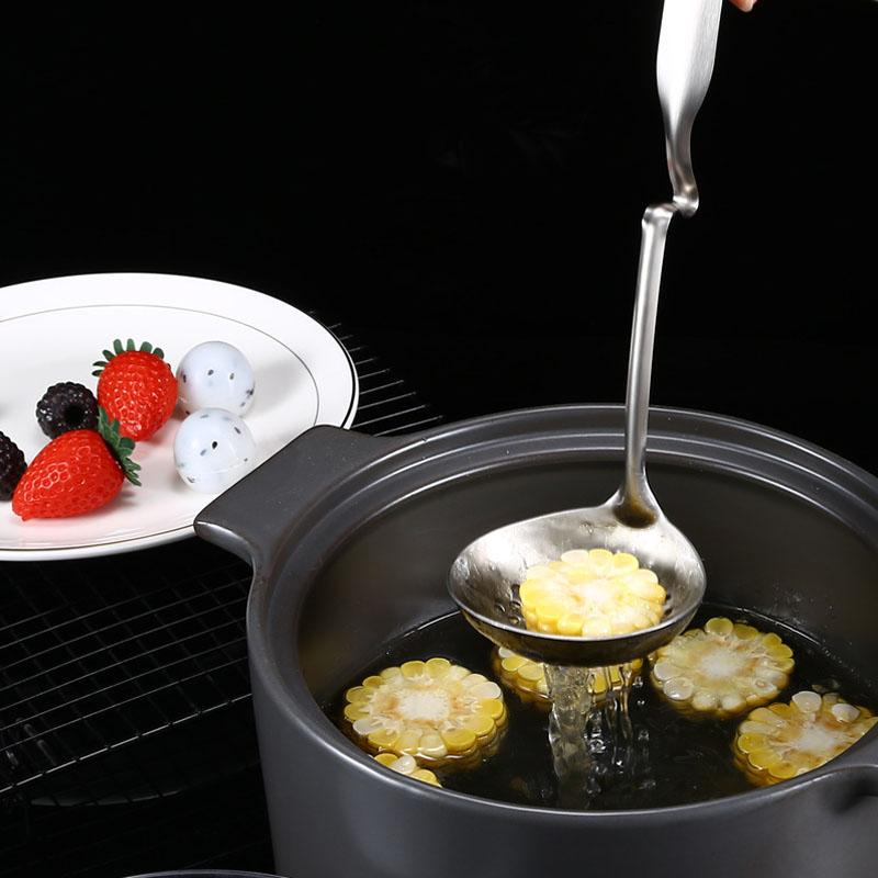 Soup Spoon Colander Thickened 304 Stainless Steel Cooking Funnel Tableware Kitchen Can Hang Soup Oil Separation