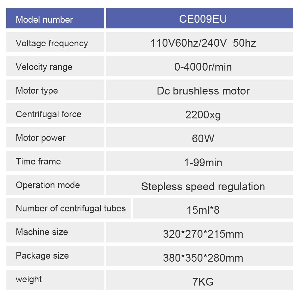 Laboratory Centrifuge 4000rpm Low Speed Centrifuge 15ml*8 Centrifuge Adjustable Timing Separate Tools for Cosmetics Blood