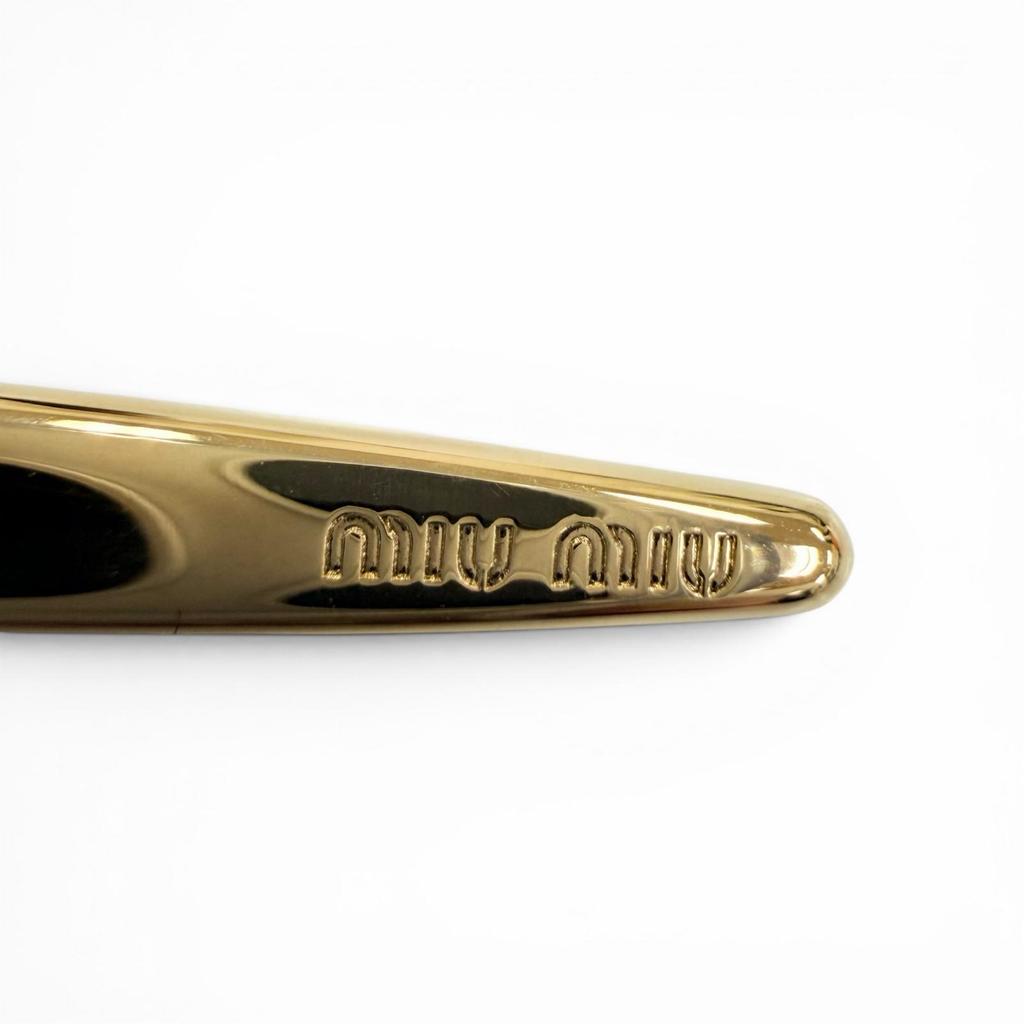 Excellent MIUMIU clip Metal Hair Barrette hair accessory gold metal Women 5IF273 Used