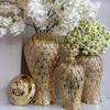 Gold-plated Pattern Ceramic Storage Jar White General Tank Desk Decoration Flower Arrangement Jewelry Jars Cosmetic Containers