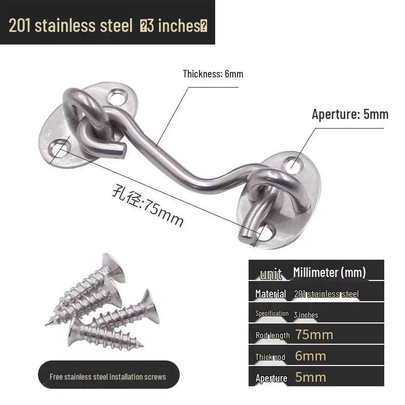 Black Stainless Steel Wind Stay Hook for Windows and Doors