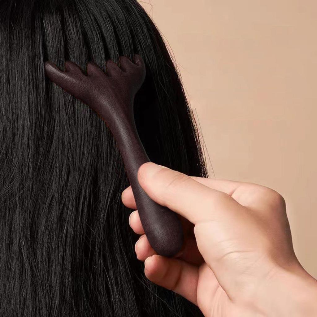 Head Meridian Massage Comb Anti-static Natural Wooden Wide Tooth Six-Claw Gua Sha Tool Scratcher Spa Promote Blood Circulation