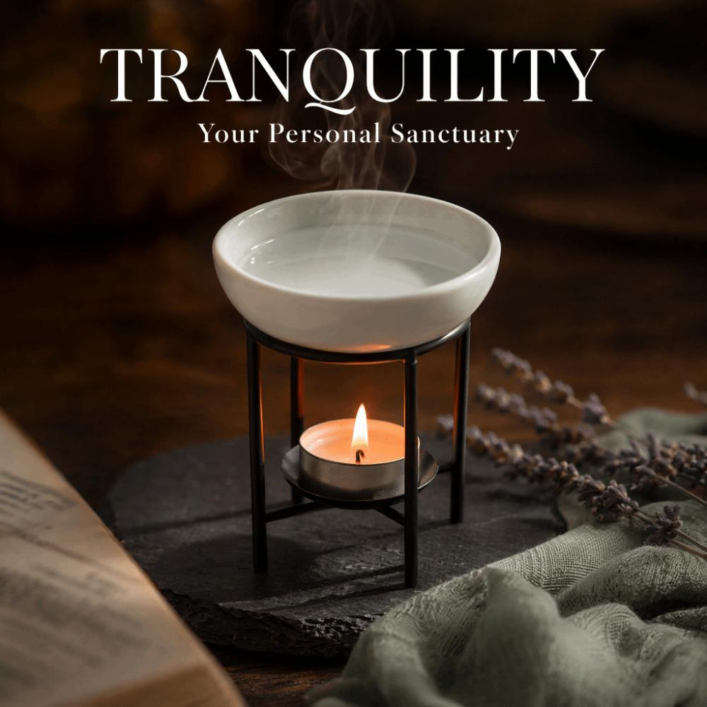3.15x2.17in Tabletop Aromatherapy Bowl Black Dry Burn Wax Heater  Office Indoor Layout