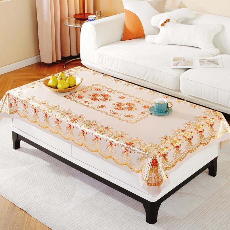 Waterproof And Oil-Proof Red Bronzing Anti-Scalding Coffee Table Tablecloth Leave-In Rectangular Household Living Room Tablecloth
