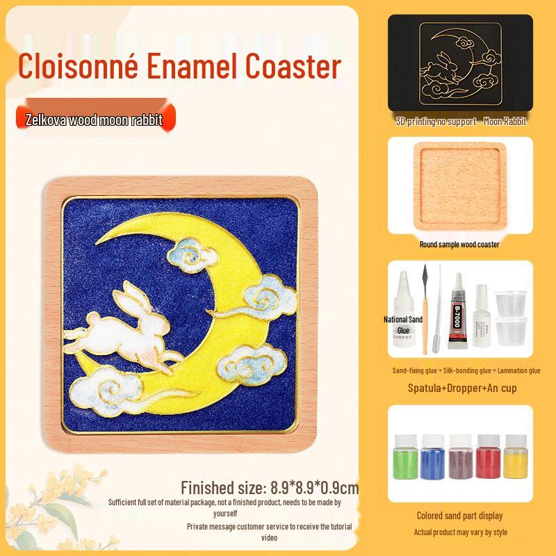Cloisonné DIY Coaster Kit: Jingtailan No-Wire-Drawing, Chinese Style, Handmade Team Building Activity
