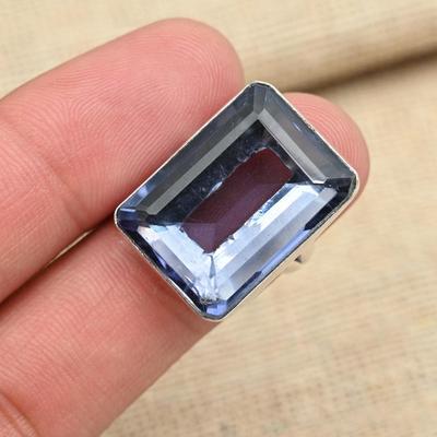 Anello fatto a mano con pietra preziosa iolite sfaccettata in argento sterling 925, regalo di ringraziamento