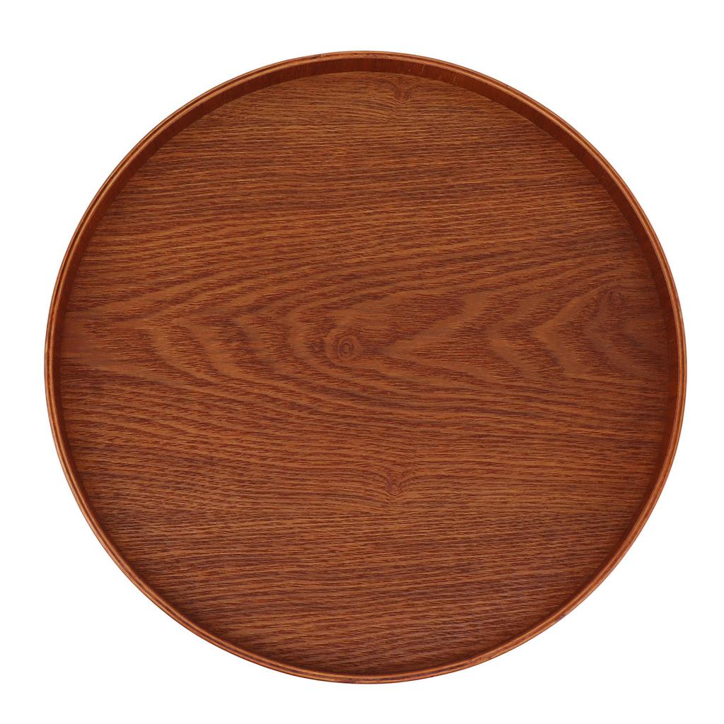 Wood Serving Tray 11.8in Sturdy Wood Simple Elegant Round Multifunction Wooden Tea Tray for Cafe Office Dining Table