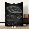Tanks Blueprint Black  Heavy Tank Throw Flannel Fluffy Soft Blanket Warm Skin-Friendly Throw for Sofa Bed Office Nap Winter