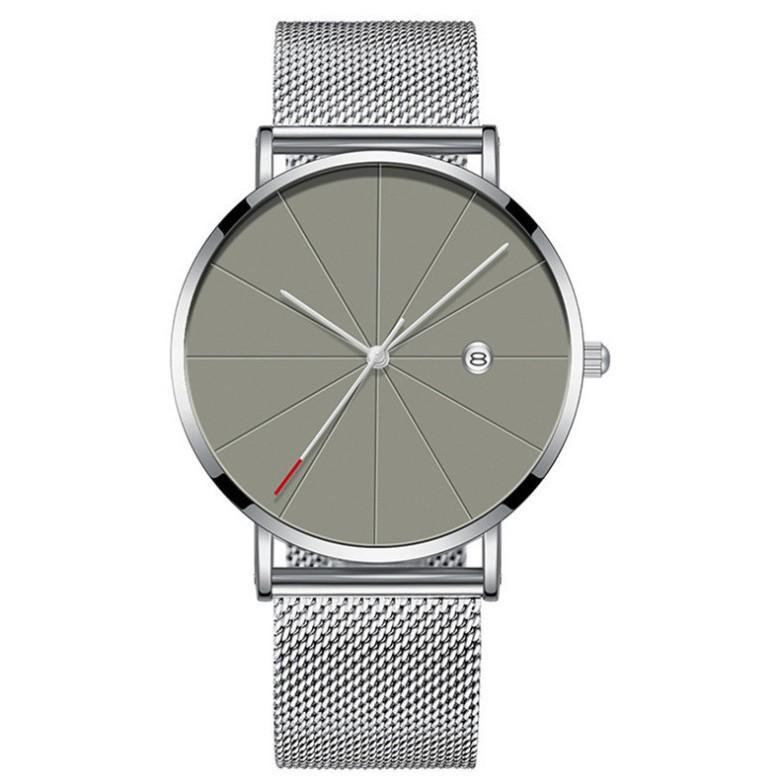 Men'S Large Surface Hands Simple Rice Line Date Mesh Strap Watch Creative Quartz Stainless Steel Watch