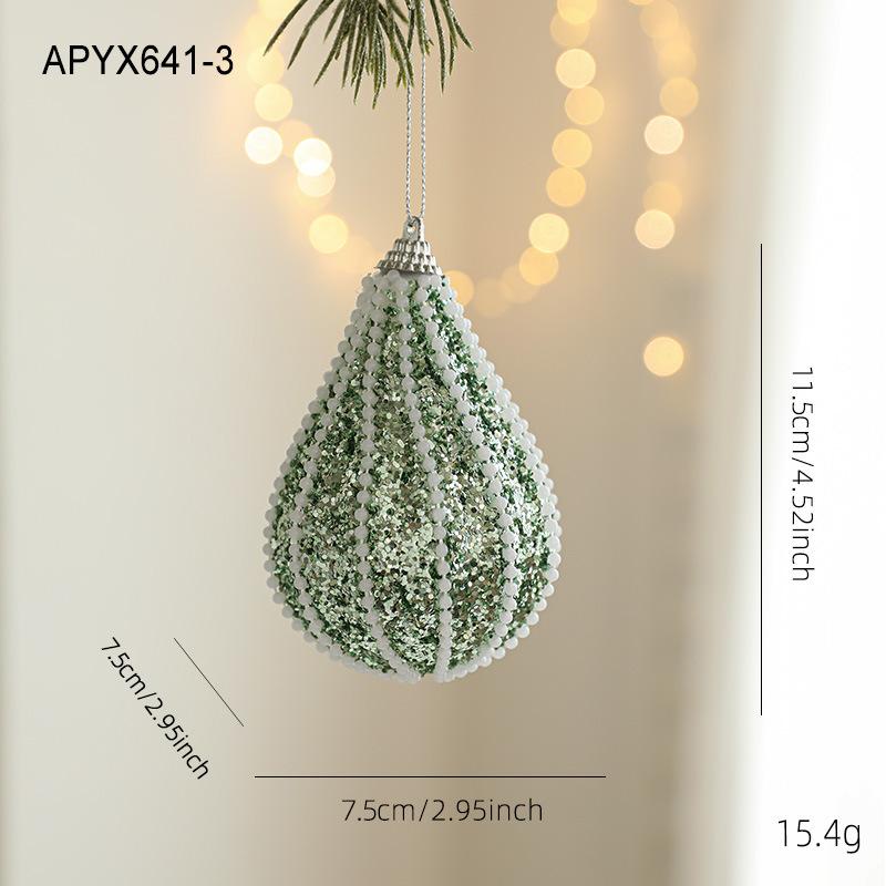 New Green Foam Christmas Ball Heterosexual Pendant Bright Glitter Sticky Powder Christmas Tree Hanging Ball Decorative Pendant Arrangement