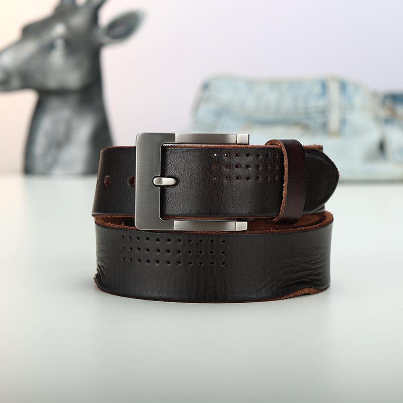 Belt Men'S Leather Pin Buckle First Layer Scalper Fashion Washed Belt Casual Light Personality Men'S Trend Belt