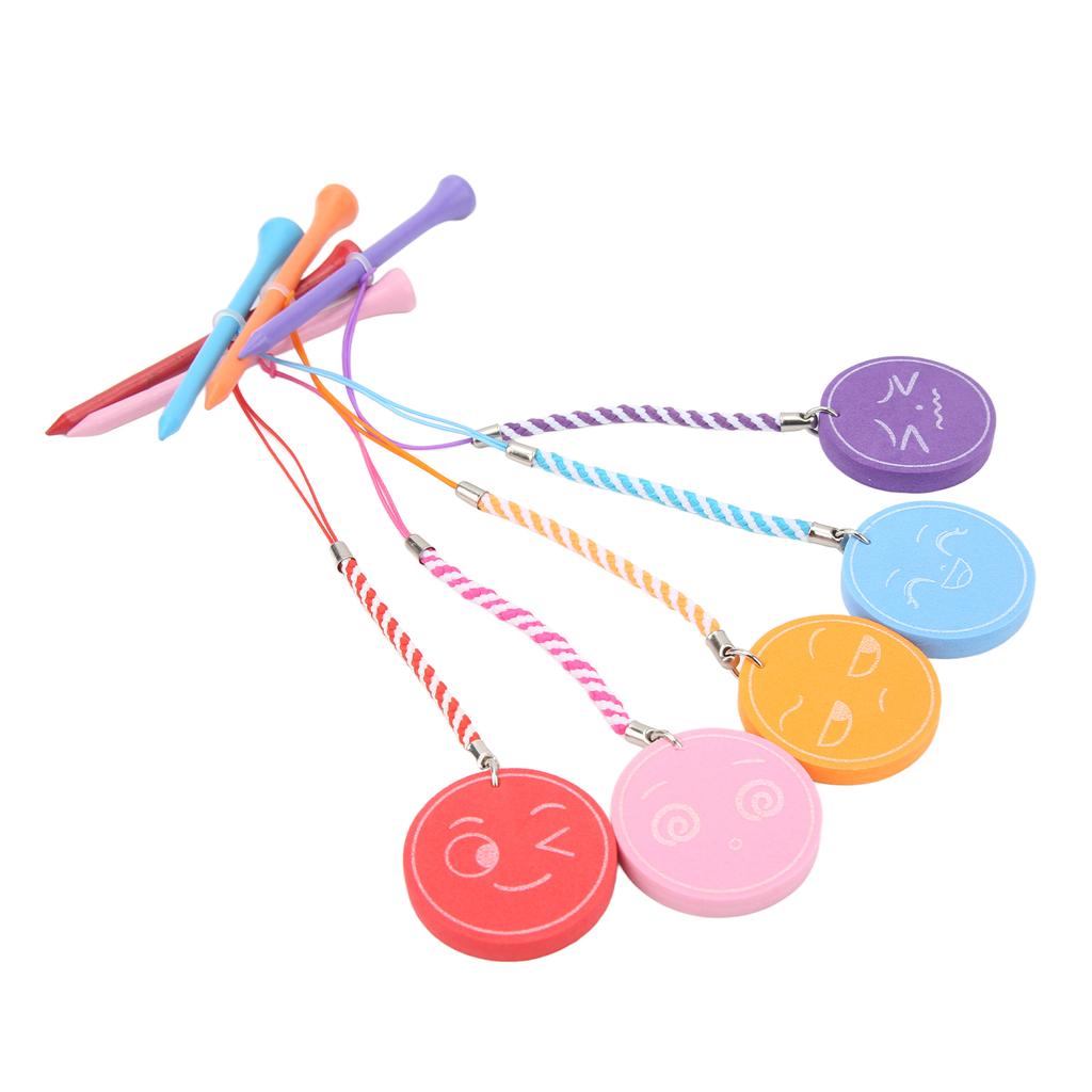 5Pcs 3 1 4 Inch Golf Wooden Tees With Anti Loss Rope Magnetic EVA Foam Multi Color Expression Pattern