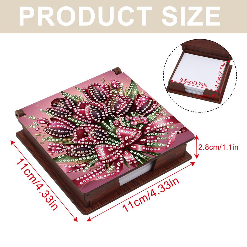 Wooden DIY Memo Paper Storage Box Diamond Art Contains 160 Sheets of Paper Diamond Painting Note Box for Office Desk