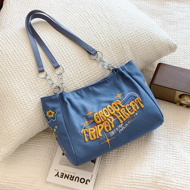 

Niche design fashionable and simple foreign style tote bag 2024 new large-capacity retro and beautiful commuter underarm bag синій