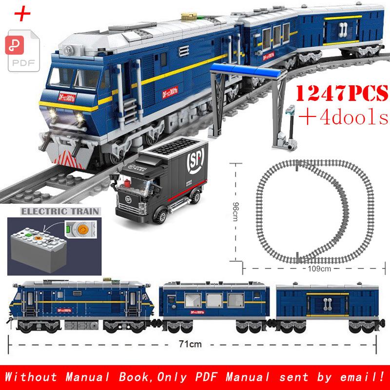 City Trains Flexible Tracks Forked Straight Curved Rails Switch Building Blocks Creative Toys for Kids Gifts