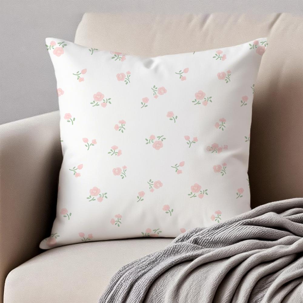 Elegant and fresh small floral patterns Cushion Cover Pillowcase Antidustmite Invisible Zipper Short Plush Sofa Cushion