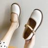 Vintage Small Leather Shoes Spring New Mouth Low Heel Color Blocking Versatile Single Shoe Simple Comfortable Women's Shoes