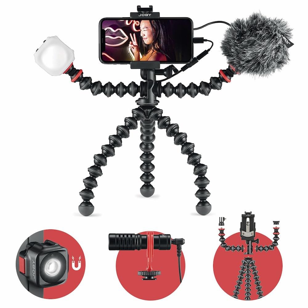 

JOBY Gorillapod Mobile VLOG Kit Webo and Beamo Mini LED Flexible Smartphone Smartphone and Light for Video and Mobile Content Includes Beamo Mini LED